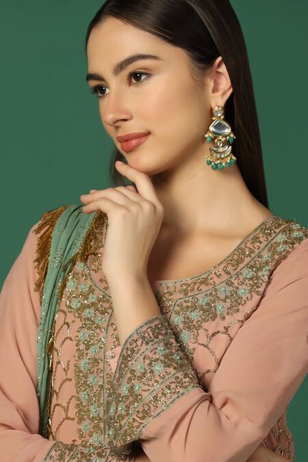 Two Sisters By Gyans Pink Georgette Sequins, Embroidery, Foil Scallop And Floral Kurta Sharara Set at Aza Fashions Two Sisters By Gyans_Pink Georgette Sequins, Embroidery, Foil Scallop And Floral Kurta Sharara Set _at_Aza_Fashions