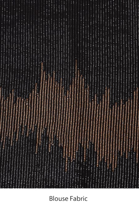 Buy_Two Sisters By Gyans_Black Georgette Sequins Zig Zag Pattern Saree With Unstitched Blouse Fabric 