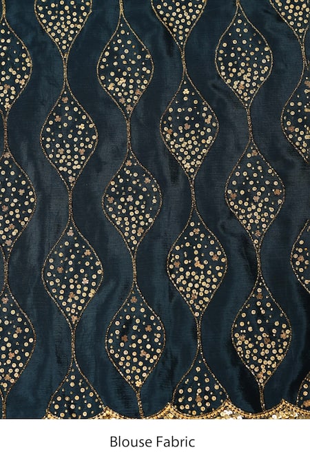 Shop_Two Sisters By Gyans_Blue Chiffon Sequins, Cut Work Embroidered Saree With Unstitched Blouse Fabric _Online_at_Aza_Fashions