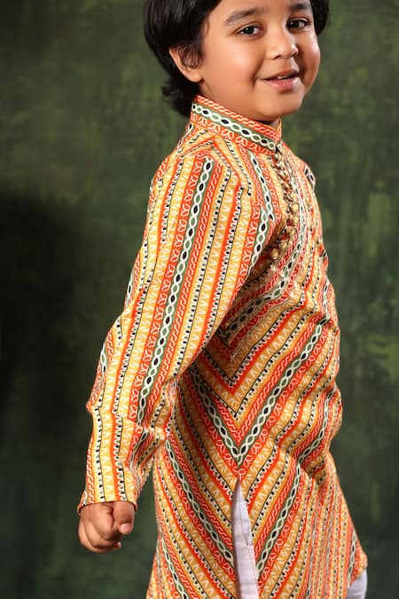 Buy Littlecheer Multi Color Viscose, Cotton Satin Gota Patti Linear Print Kurta And Pyjama Set Online at Aza Fashions Buy_Littlecheer_Multi Color Viscose, Cotton Satin Gota Patti Linear Print Kurta And Pyjama Set _Online_at_Aza_Fashions