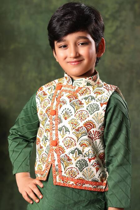 Buy Littlecheer Green Satin, Viscose, Gota Patti, Printed Nehru Jacket Kurta Set Online at Aza Fashions Buy_Littlecheer_Green Satin, Viscose, Gota Patti, Printed Nehru Jacket Kurta Set _Online_at_Aza_Fashions