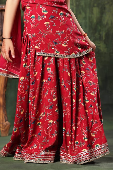 Buy Littlecheer Red Viscose, Cotton, Chiffon Mirrors, Gota Patti Embroidered Border Kurta Set Online at Aza Fashions Buy_Littlecheer_Red Viscose, Cotton, Chiffon Mirrors, Gota Patti Embroidered Border Kurta Set _Online_at_Aza_Fashions