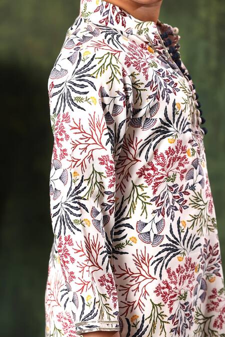 Buy Littlecheer White Viscose, Cotton Satin Gota Patti Floral Print Kurta And Pyjama Set Online at Aza Fashions Buy_Littlecheer_White Viscose, Cotton Satin Gota Patti Floral Print Kurta And Pyjama Set _Online_at_Aza_Fashions