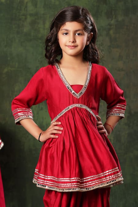 Buy Littlecheer Red Viscose, Chiffon Mirrors, Gota Work Embellished Kurta Patiala Salwar Set Online at Aza Fashions Buy_Littlecheer_Red Viscose, Chiffon Mirrors, Gota Work Embellished Kurta Patiala Salwar Set _Online_at_Aza_Fashions