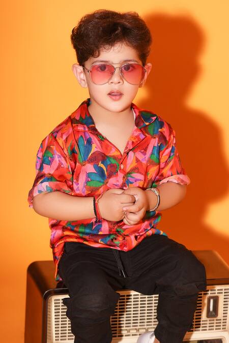 Buy Littlecheer Multi Color Viscose, Satin Floral Print Classic Shirt Online at Aza Fashions Buy_Littlecheer_Multi Color Viscose, Satin Floral Print Classic Shirt _Online_at_Aza_Fashions