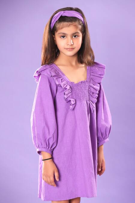 Buy Littlecheer Purple Cotton Glass Neck A-line Dress Online at Aza Fashions Buy_Littlecheer_Purple Cotton Glass Neck A-line Dress _Online_at_Aza_Fashions