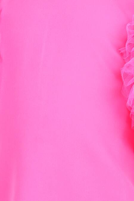 Buy_The Little Celebs_Pink Crepe Round Neck Dress _Online_at_Aza_Fashions