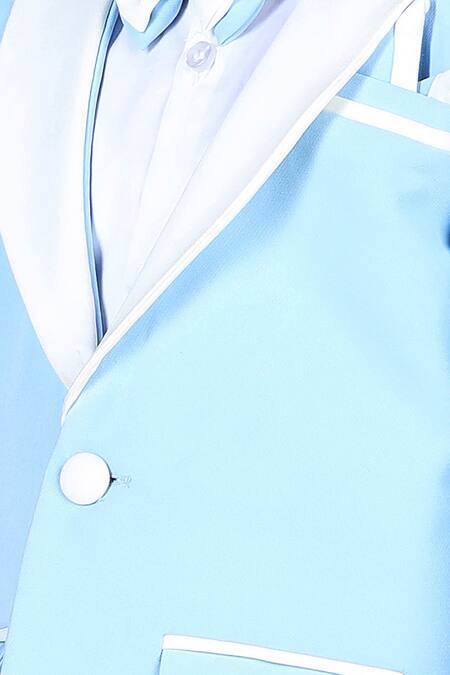 Buy_The Little Celebs_Blue Crepe, Satin, Cotton Ice Shawl Lapel Tuxedo Set _Online_at_Aza_Fashions