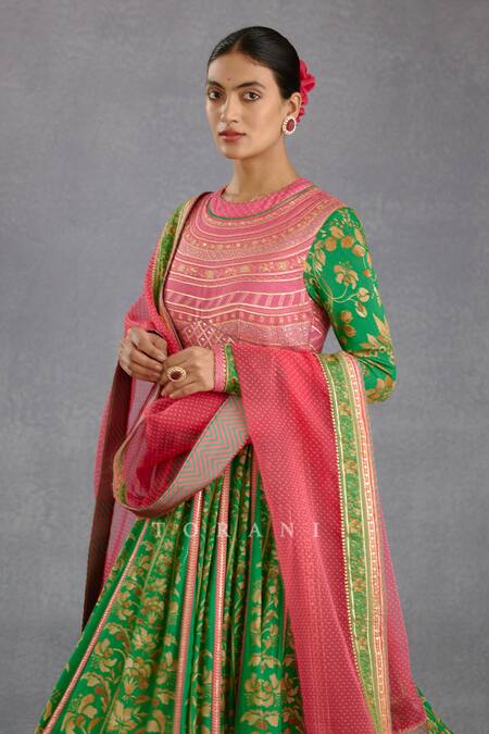 Shop_Torani_Green , , Rang Naaz Shehnaaz Anarkali With Dupatta _Online_at_Aza_Fashions