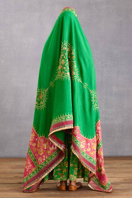 Torani_Green Silk Embroidery Rang Naaz Zeenat Doshala_Online_at_Aza_Fashions