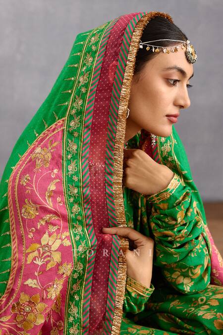 Torani_Green Silk Embroidery Rang Naaz Zeenat Doshala_at_Aza_Fashions