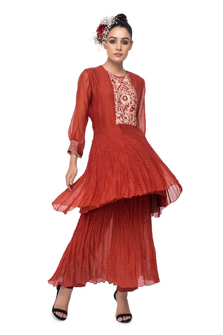 Neeta Bhargava Embroidered Kurta & Skirt Set 