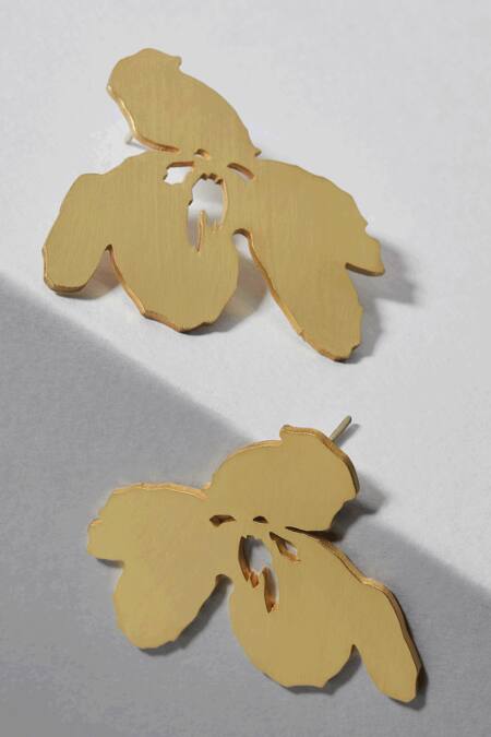 Shop Tachi Gold Plated Metal The Saffron Earrings at Aza Fashions Shop_Tachi_Gold Plated Metal The Saffron Earrings_at_Aza_Fashions
