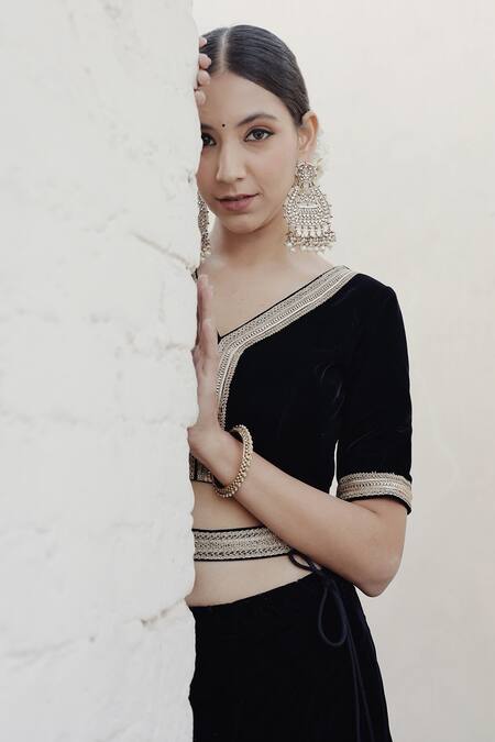 Shrutkirti Blue Silk, Velvet, Organza Sequins, Embroidery Zoya Embellished Lehenga Set Online at Aza Fashions Shrutkirti_Blue Silk, Velvet, Organza Sequins, Embroidery Zoya Embellished Lehenga Set_Online_at_Aza_Fashions