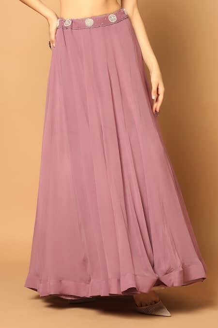 Buy Two Sisters By Gyans Purple Georgette Beads, Crystals, Embroidery Scoop Waistband Panelled Skirt Set Online at Aza Fashions Buy_Two Sisters By Gyans_Purple Georgette Beads, Crystals, Embroidery Scoop Waistband Panelled Skirt Set _Online_at_Aza_Fashions