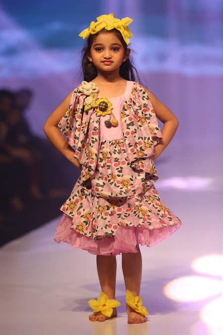 Kirti Agarwal - Pret N Couture Purple Muslin Silk Floral Print Dress 