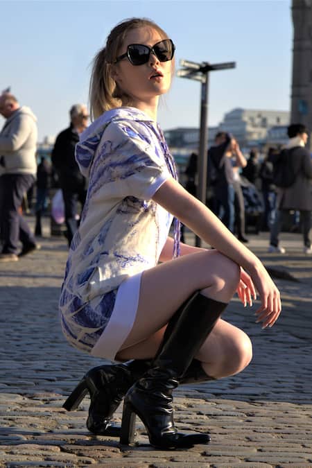 Seesa Floral Print Hoodie Dress 