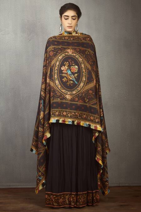 Torani_Black Chanderi Dupatta_Online_at_Aza_Fashions