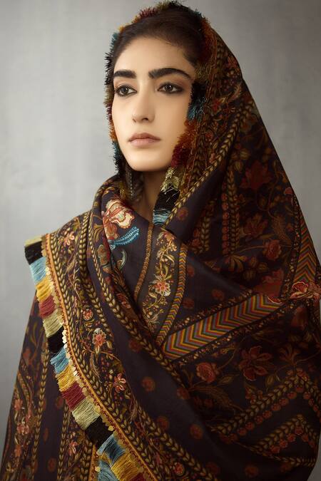 Buy_Torani_Black Chanderi Dupatta_Online_at_Aza_Fashions