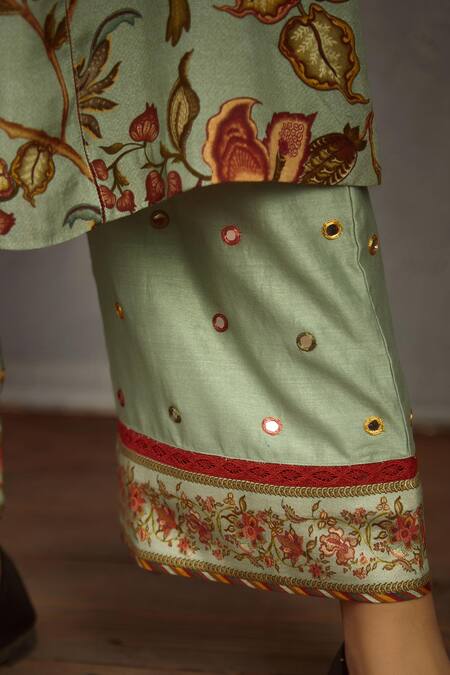 Shop_Torani_Green Cotton Silk Chanderi Printed Kurta Set_Online_at_Aza_Fashions