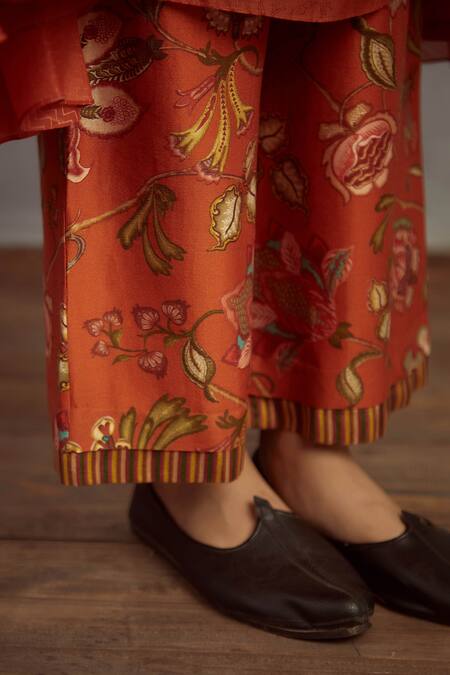 Shop_Torani_Orange Chanderi Embroidered Kurta Pant Set_Online_at_Aza_Fashions