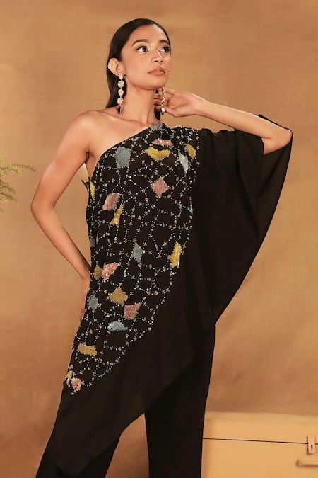 Nayantara Couture Silk Embroidered One Shoulder Tunic 