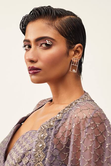 Buy Rishi And Soujit Purple Raw Silk, Organza, Georgette Pleated Lehenga Set With Embroidered Cape Online at Aza Fashions Buy_Rishi And Soujit_Purple Raw Silk, Organza, Georgette Pleated Lehenga Set With Embroidered Cape _Online_at_Aza_Fashions