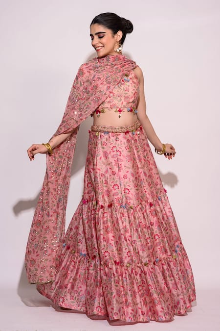 Aangan by Parul Floral Print Lehenga Set 