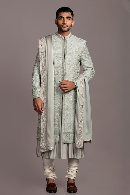 Jayesh Shah Hand Embroidered Sherwani With Kurta Set 