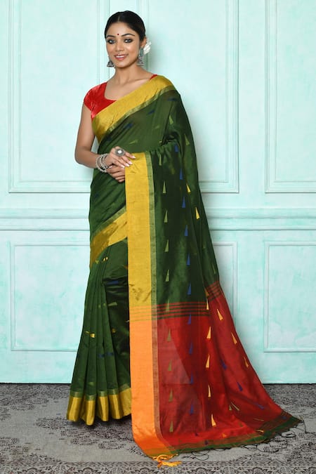 Samyukta Singhania Geometric Woven Colorblock Saree 