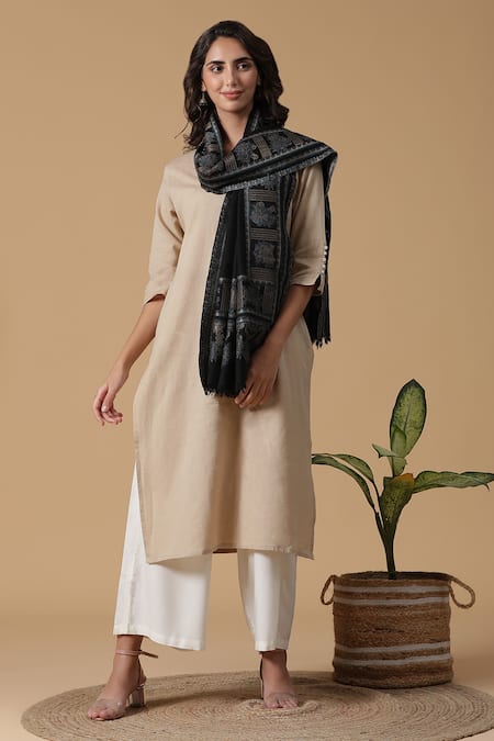 Shingora Woven Floral Border Shawl 