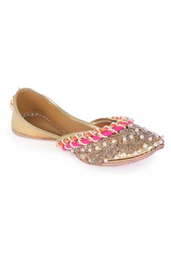Buy 5elements Gold Bead And Sequin Embellished Juttis at Aza Fashions Buy_5elements_Gold Bead And Sequin Embellished Juttis _at_Aza_Fashions