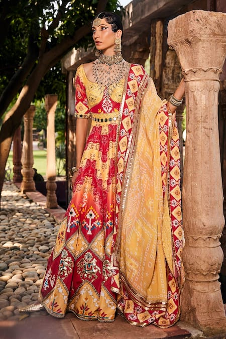 The Royaleum Patola Print Anarkali With Dupatta 