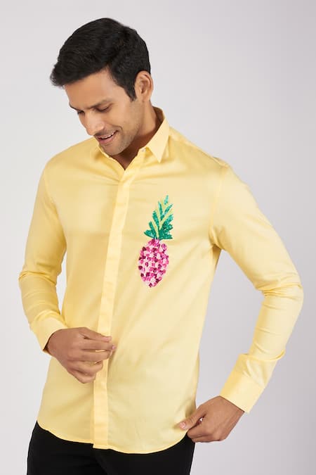 Sanjana reddy Designs Pineapple Embroidered Shirt 