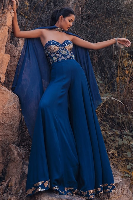 Blue sale prom jumpsuit