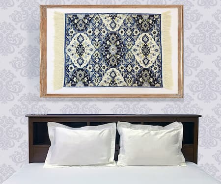 Design Gaatha Blue Cotton Print Moroccan Rug Wall Art