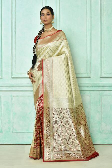 Buy Cream Banarasi Saree online-Karagiri