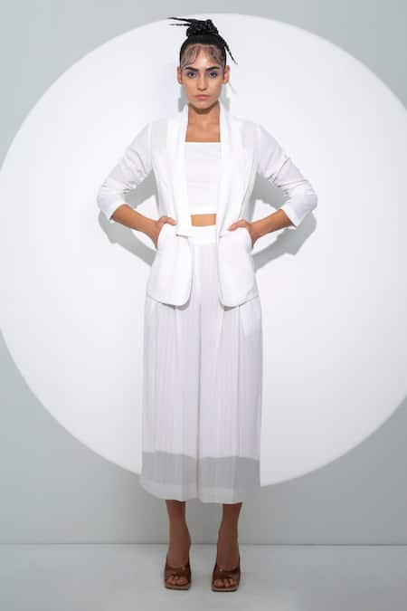 Pocketful Of Cherrie Shawl Collar Jacket & Cropped Culottes Set 