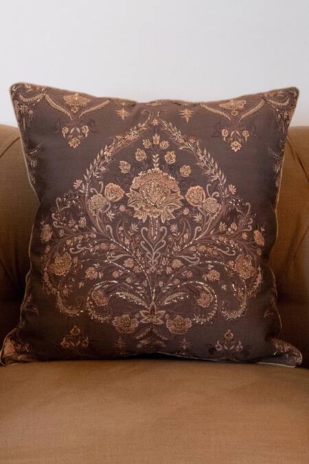 Khaabka Silk Hand Embroidered Cushion Cover - Set of 2 