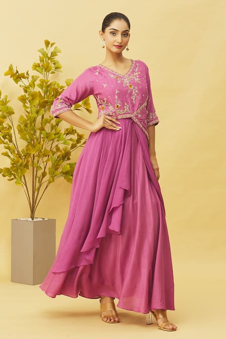 Samyukta Singhania Floral Embroidered & Draped Gown 