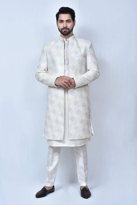 Arihant Rai Sinha Checkered Embroidered Sherwani Set 