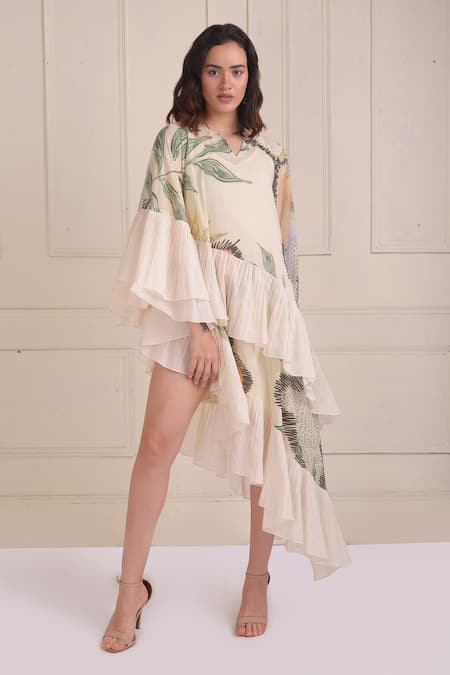 Shwetanga Organic Cotton Asymmetric Kaftan Dress 