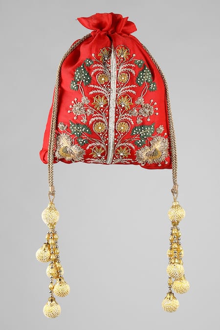 Clutch'D Silk Embroidered Potli Bag 