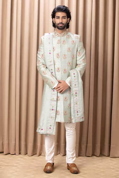 Ankit V Kapoor Lahore Embroidered Sherwani Set With Stole 