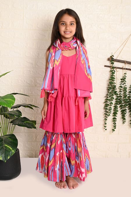 THE COTTON STAPLE Picasso Solid Kurta Sharara Set 