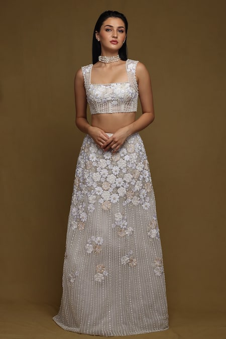 SHRIYA SOM Floral Embroidered Lehenga Set 