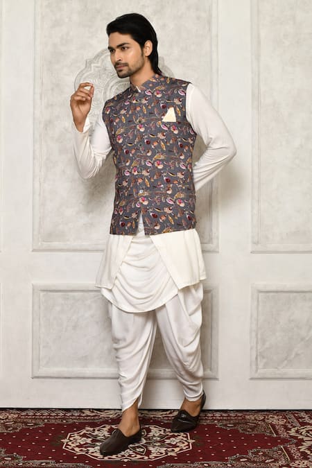 Aryavir Malhotra Floral Print Bundi  