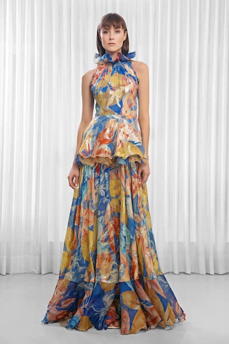 Mandira Wirk Hawaii Print Gown 