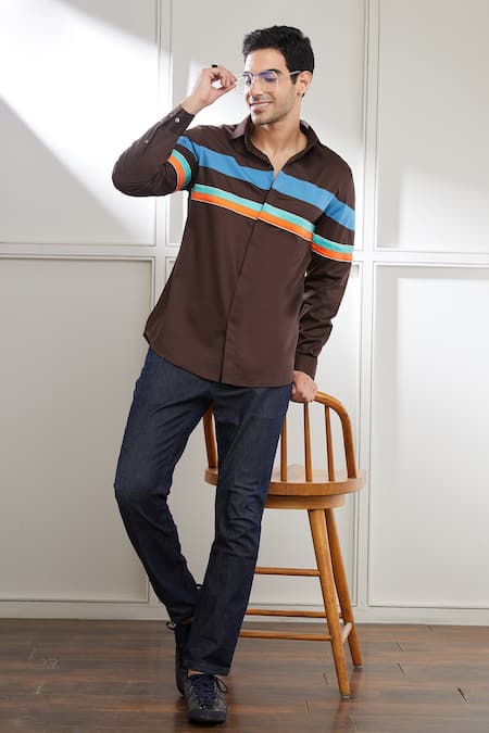 Seven Retrospect Contrast Panel Shirt 