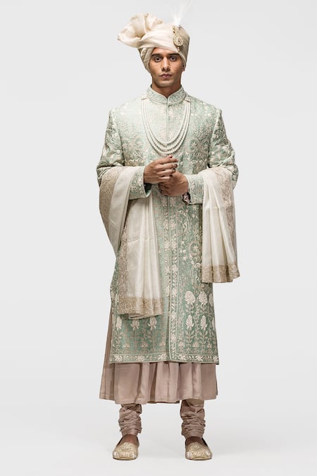 Asuka Embroidered Raw Silk Sherwani Set 